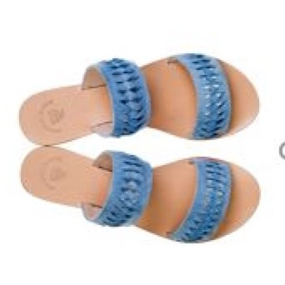 Amaryllis Azul Handmade Double Strap Sandals in Sky Blue Leather - Picture 3 of 3